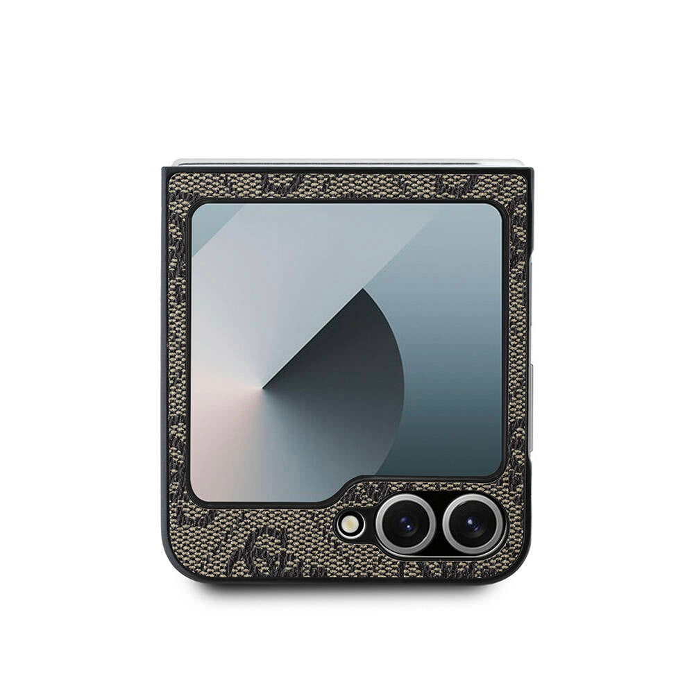 Étui pour Samsung Galaxy Z Flip7 F766, Guess, Logo Métal 4G, Marron