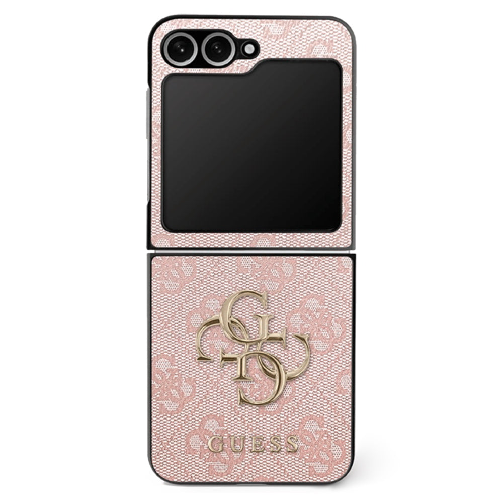 Étui pour Samsung Galaxy Z Flip7 F766, Guess, Logo Métal 4G, Rose