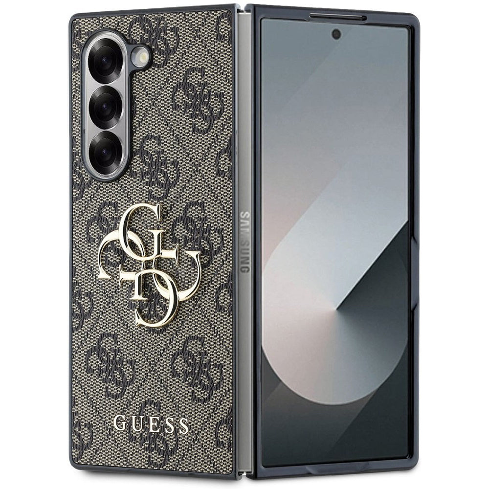 Étui pour Samsung Galaxy Z Fold6 F956, Guess, Logo Métal 4G, Marron