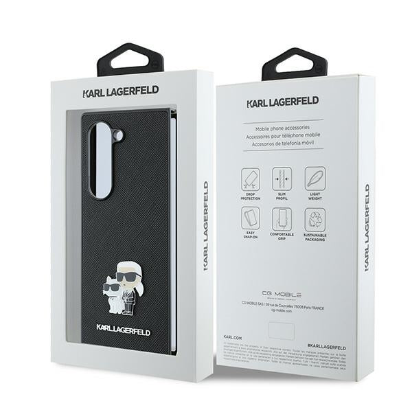 Étui pour Samsung Galaxy Z Fold6 F956, Karl Lagerfeld, Saffiano Karl & Choupette Metal, Noir