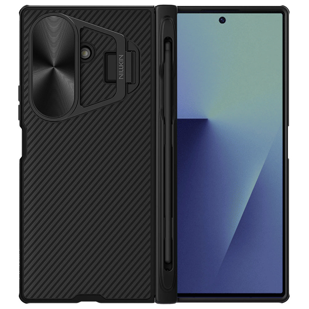 Coque pour Samsung Galaxy Z Fold7 F966, Nillkin, CamShield Prop avec couvercle d'objectif en métal et support pour S-Pen, Noir