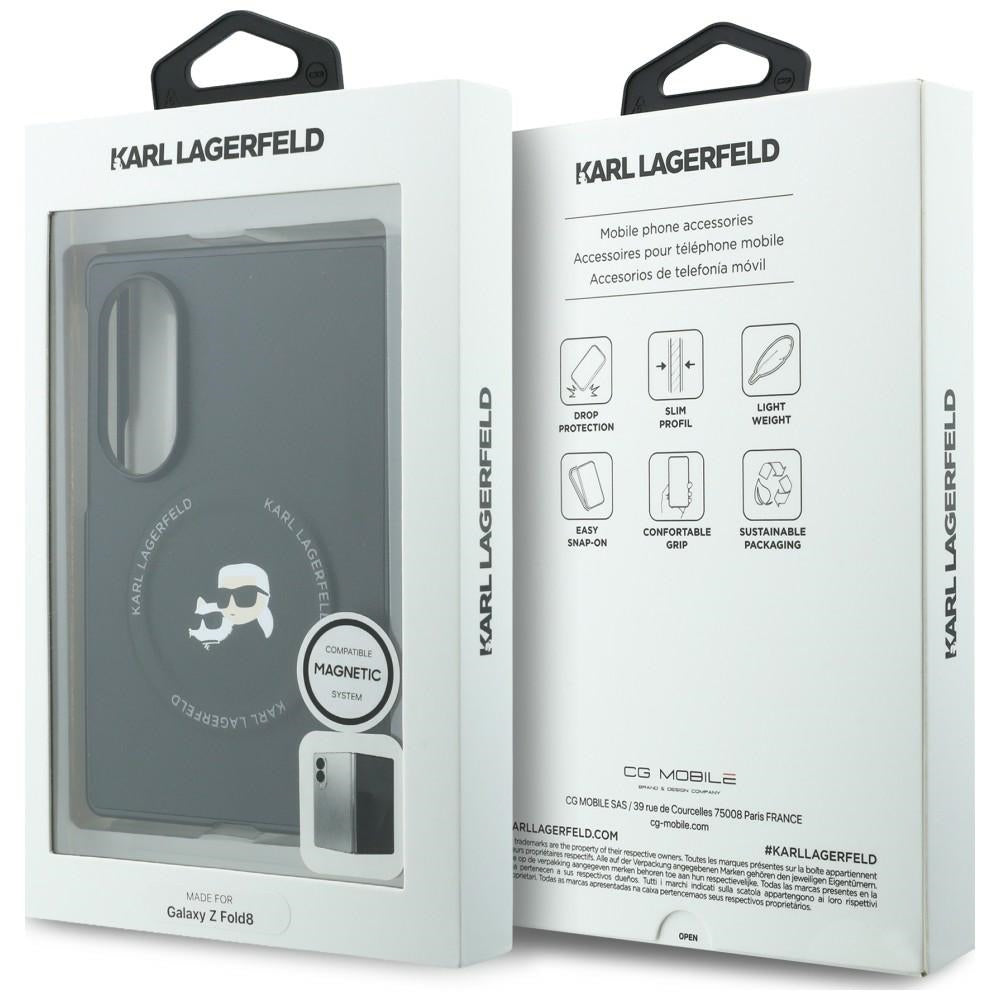 Coque pour Samsung Galaxy Z Fold8 F971, Karl Lagerfeld, Karl & Choupette Head Pin, Noire
