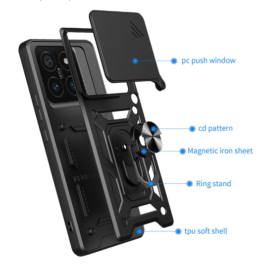 Coque pour Xiaomi 14T Pro, Techsuit, CamShield, Noire