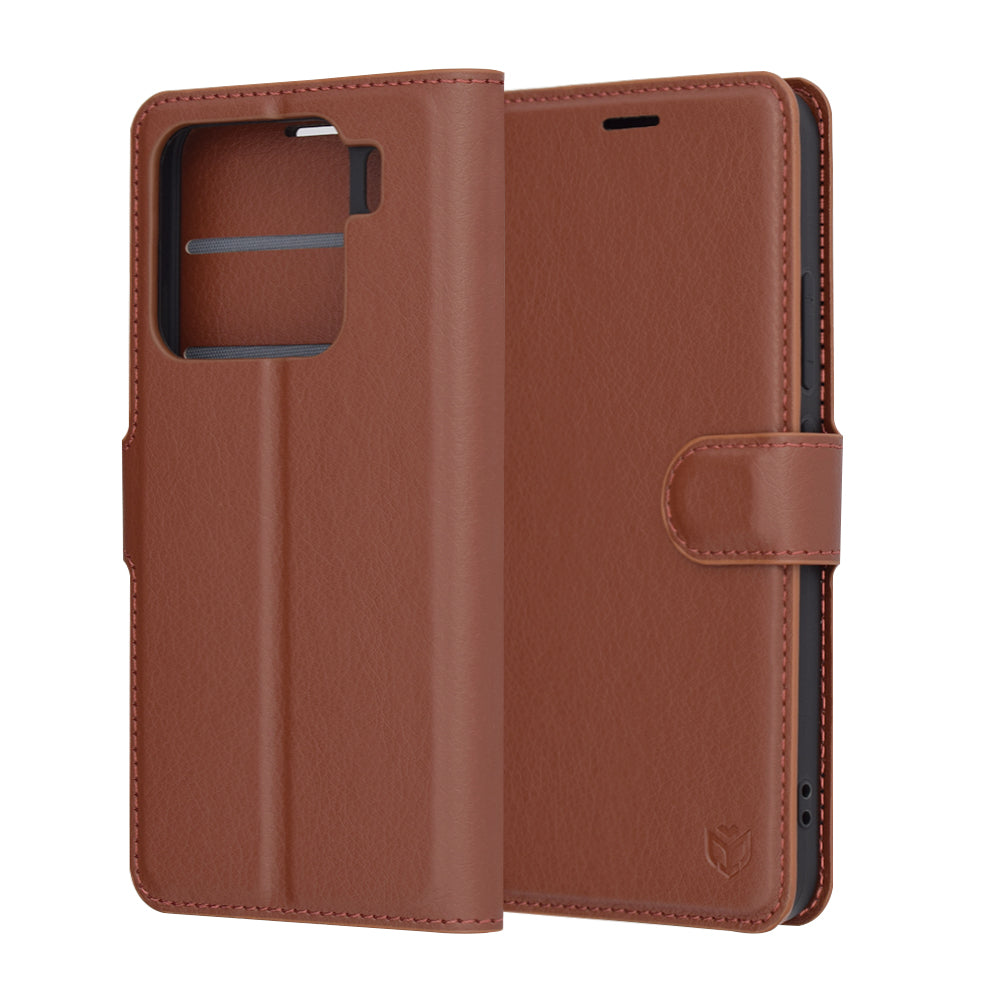 Coque pour Xiaomi 15, Techsuit, Leather Folio, Marron