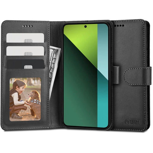 Etui pour Xiaomi Poco X6 / Note 13 Pro 5G, Tech-Protect, portefeuille, noir