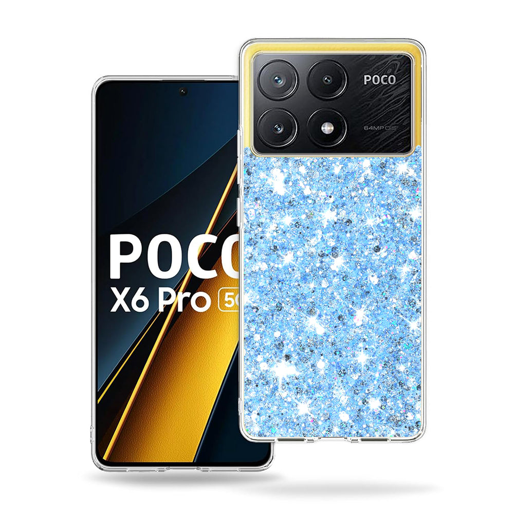 Coque pour Xiaomi Poco X6 Pro, Techsuit, Paillettes Scintillantes, Bleu