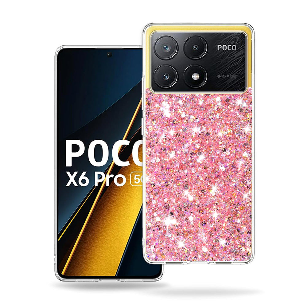 Coque pour Xiaomi Poco X6 Pro, Techsuit, Paillettes Étincelantes, Rose