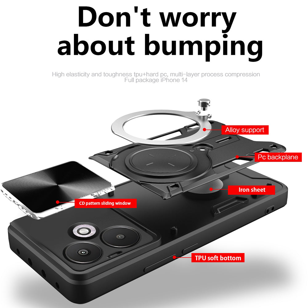 Coque pour Xiaomi Redmi 13C 5G, Techsuit, CamGuard Pro, Noire