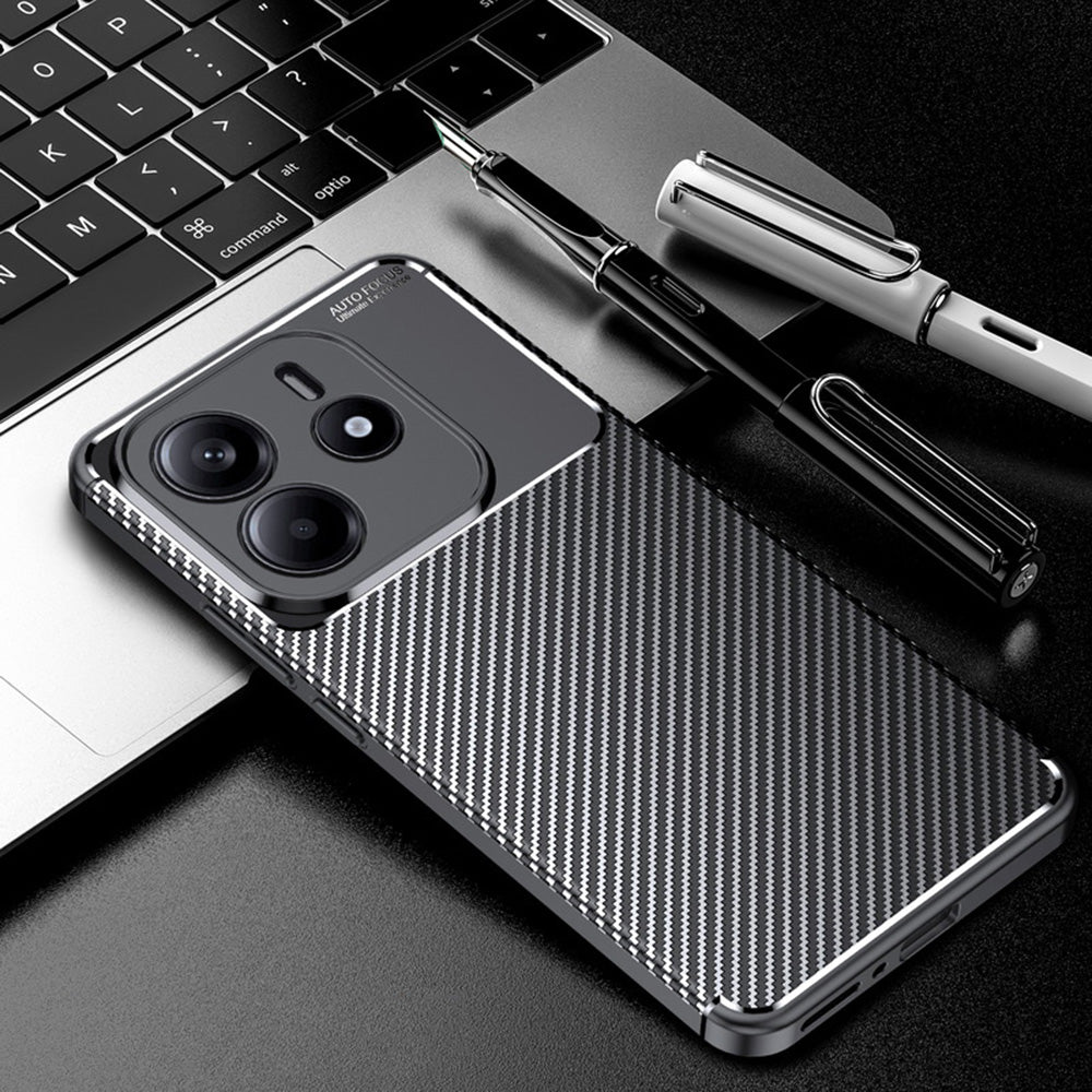 Coque pour Xiaomi Redmi Note 14 4G (Régional), Techsuit, Fibre de carbone, Noire