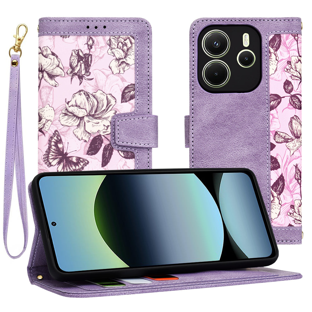 Coque pour Xiaomi Redmi Note 14 4G (Régional), Techsuit, FlipCraft, Violet