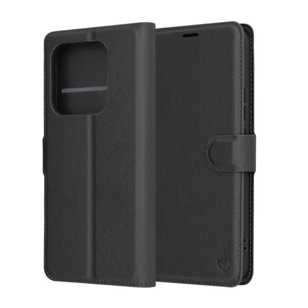 Coque pour Xiaomi Redmi Note 14 4G (Régional), Techsuit, Folio en cuir, Noir