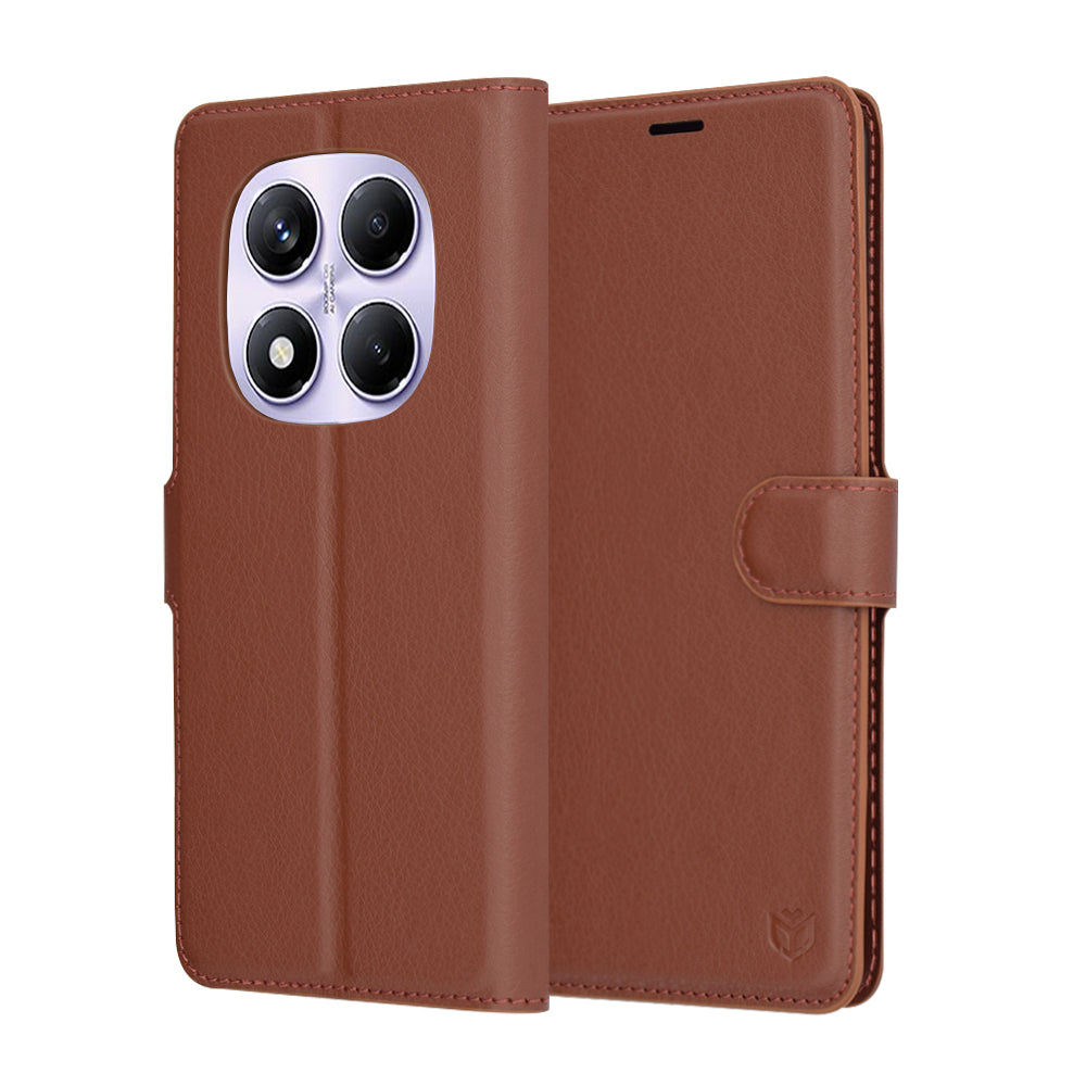 Coque pour Xiaomi Redmi Note 14 Pro 4G, Techsuit, Leather Folio, Marron