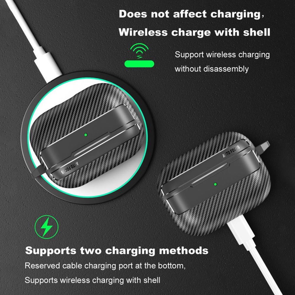Étui Techsuit CarbonFiber pour Apple AirPods Pro 3, Noir