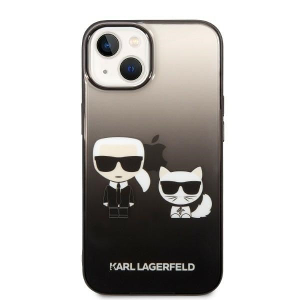 Étui pour Apple iPhone 14 Plus, Karl Lagerfeld, Gradient Karl & Choupette, Noir