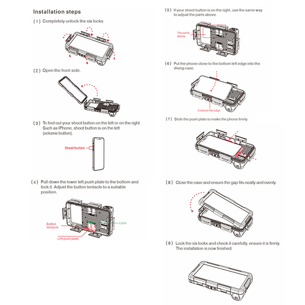 Étui Universel Étanche pour Téléphone max. 6.8 pouces, ShellBox, Noir