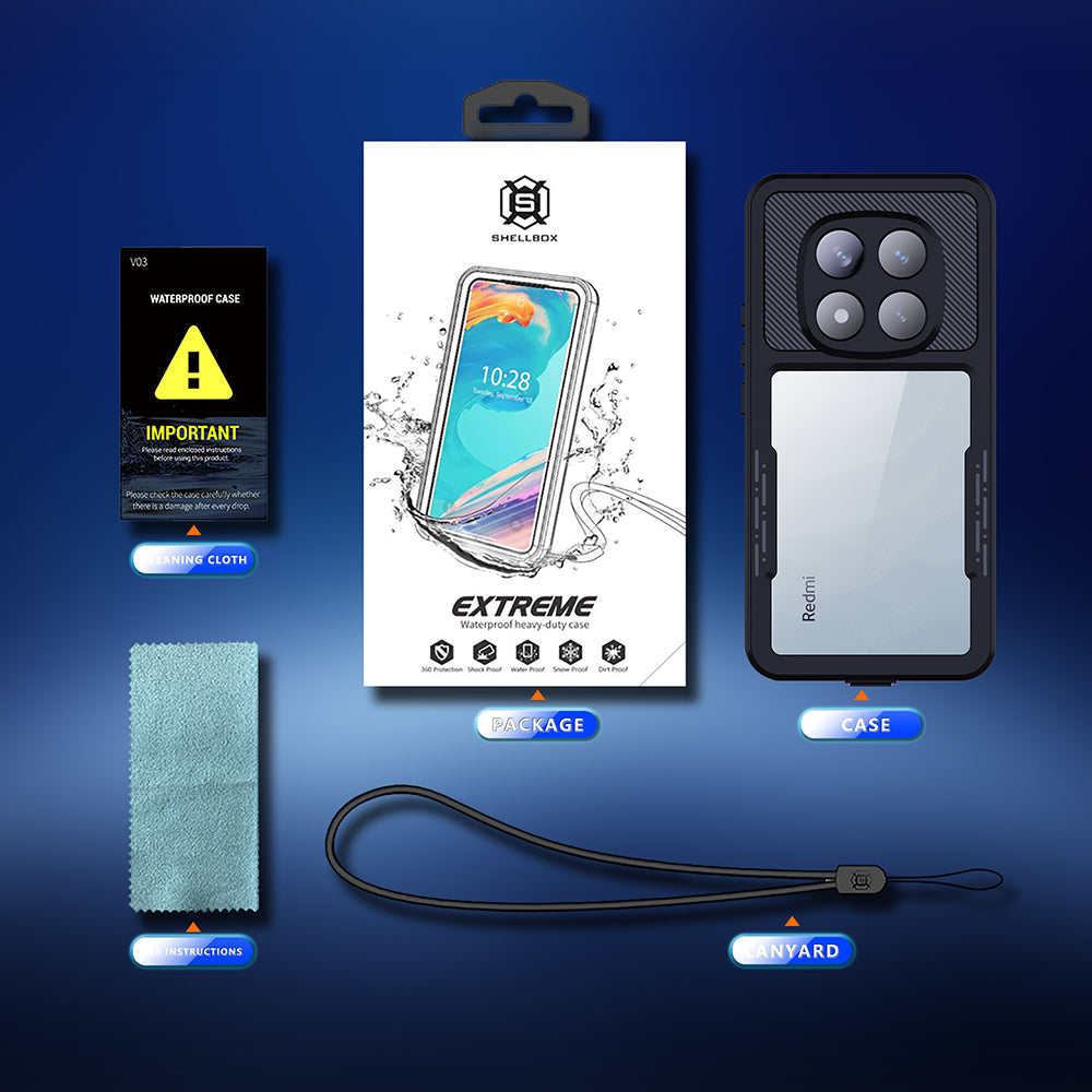 Coque étanche pour Xiaomi Poco X7 / Redmi Note 14 Pro 5G, ShellBox, Noire