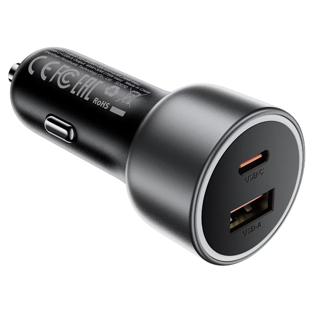 Chargeur Auto Acefast B21, 75W, 3A, 1 x USB-A - 1 x USB-C, Gris