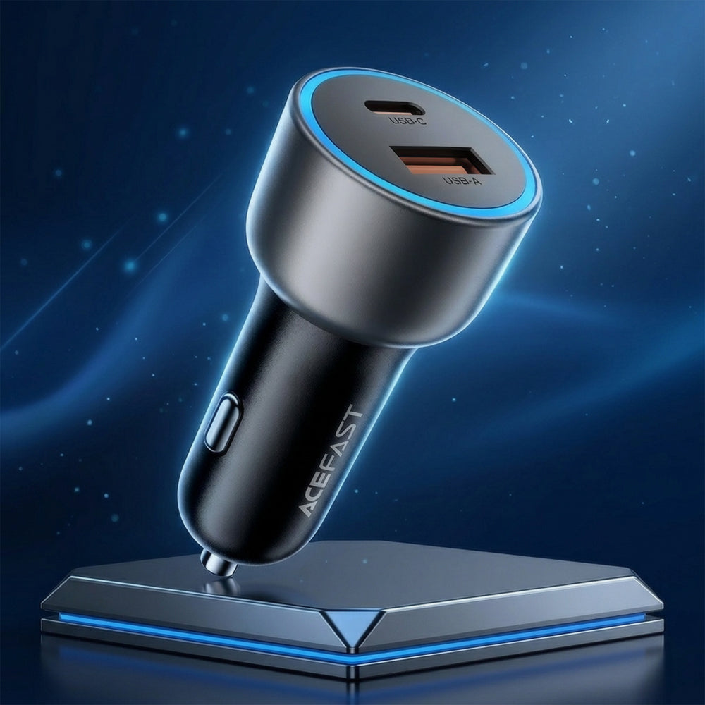 Chargeur Auto Acefast B21, 75W, 3A, 1 x USB-A - 1 x USB-C, Gris