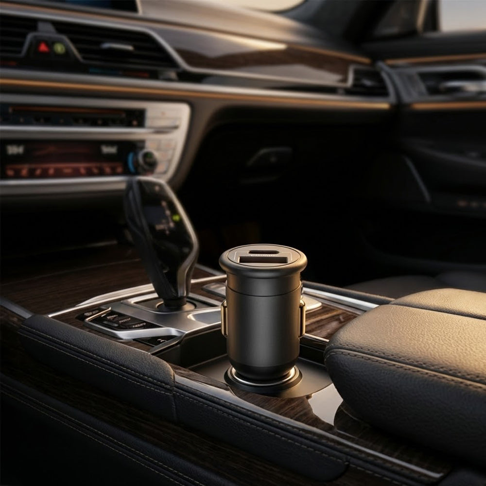 Chargeur Auto Blueo, 35W, 3A, 1 x USB-A - 1 x USB-C, Gris