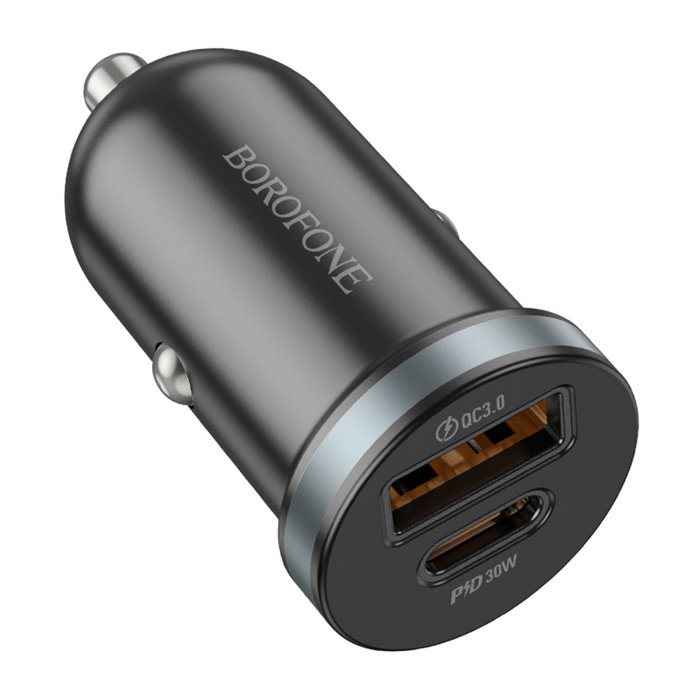 Chargeur de voiture Borofone BZ22 Scenery, 30W, 3A, 1 x USB-A - 1 x USB-C, Noir