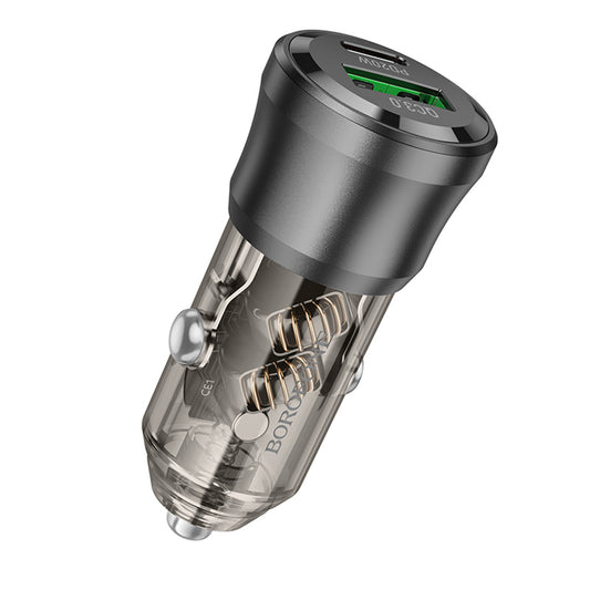 Chargeur de voiture Borofone BZ25 Journey, 38W, 3A, 1 x USB-A - 1 x USB-C, Noir
