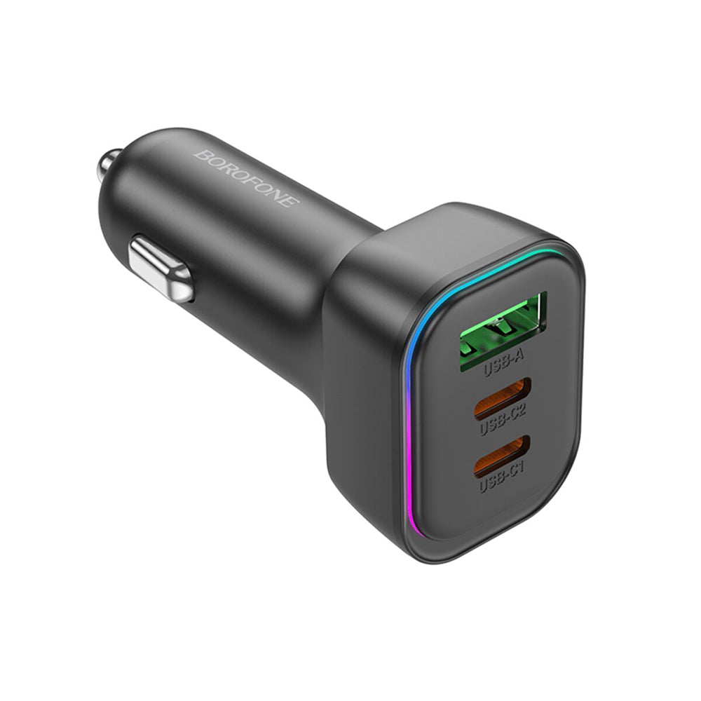 Chargeur de voiture Borofone BZ28C Trophie, 60W, 3A, 1 x USB-A, 2 x USB-C, Noir