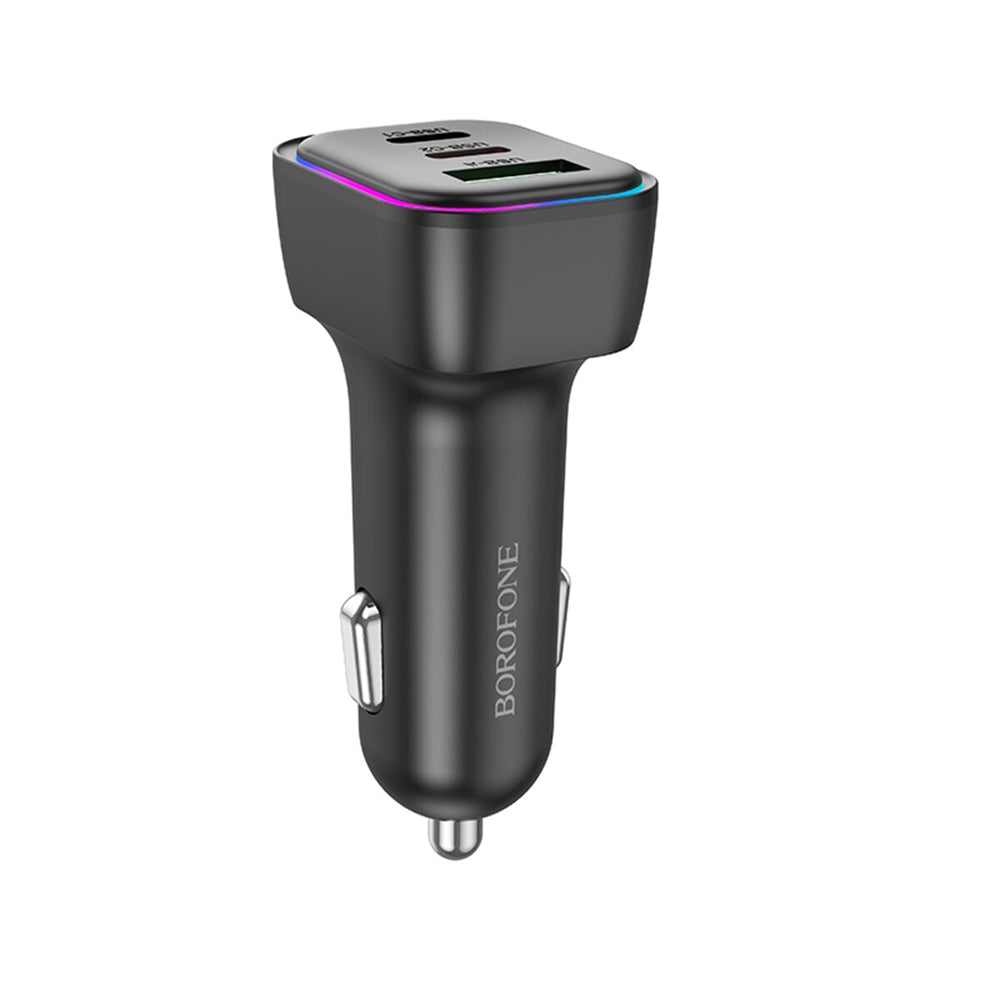 Chargeur de voiture Borofone BZ28C Trophie, 60W, 3A, 1 x USB-A, 2 x USB-C, Noir