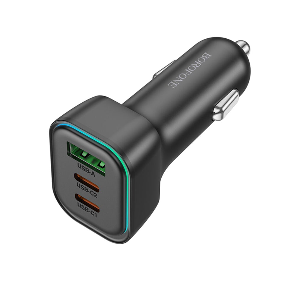 Chargeur de voiture Borofone BZ28C Trophie, 60W, 3A, 1 x USB-A, 2 x USB-C, Noir