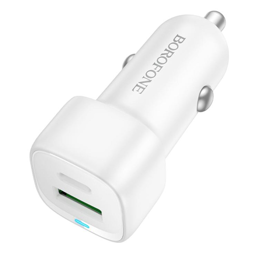 Borofone BZ34B Cloud Car Charger, 20W, 3A, 1 x USB-A - 1 x USB-C, White