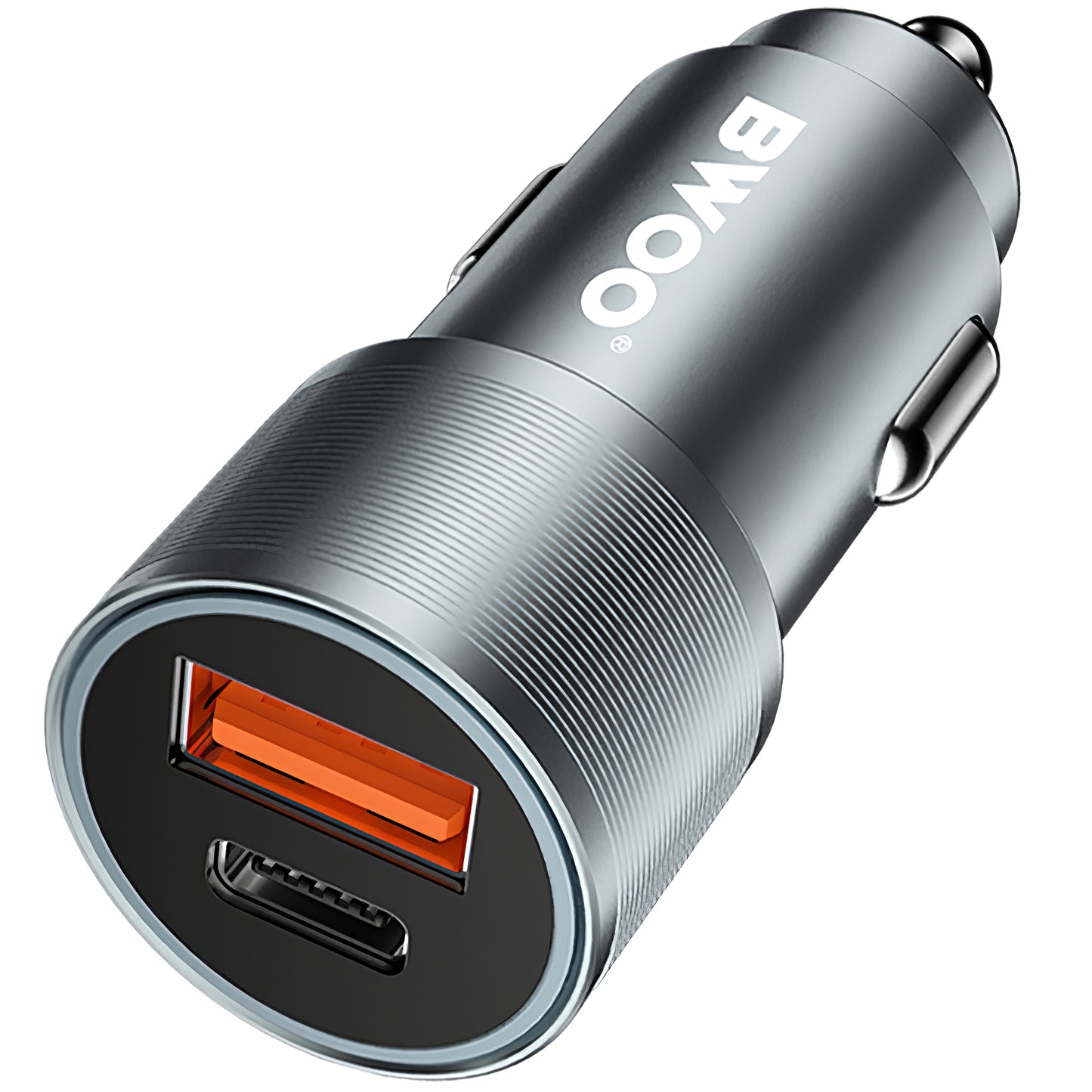 Chargeur de voiture BWOO BO-CC73, 38W, 3A, 1 x USB-A - 1 x USB-C, Argent