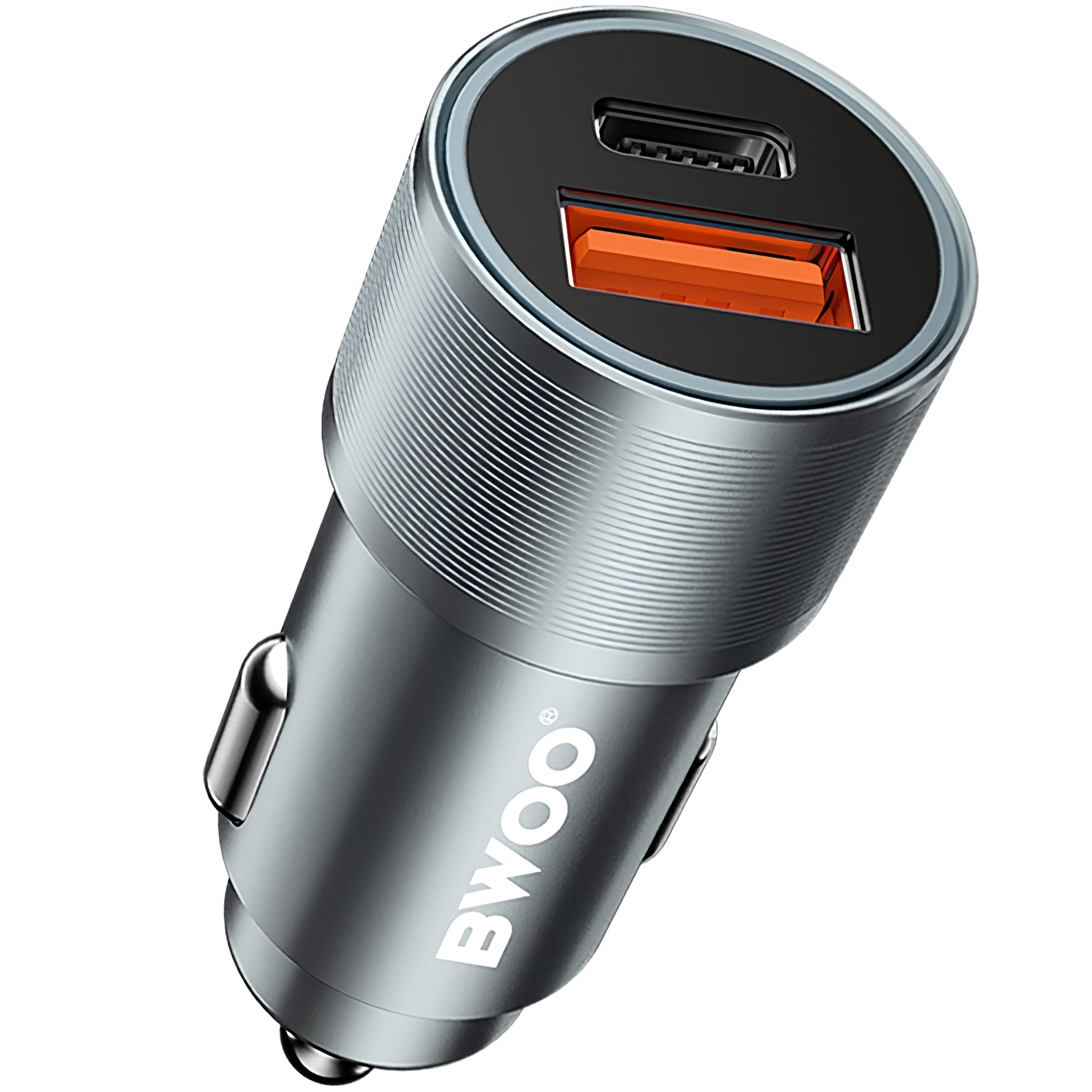 Chargeur de voiture BWOO BO-CC73, 38W, 3A, 1 x USB-A - 1 x USB-C, Argent