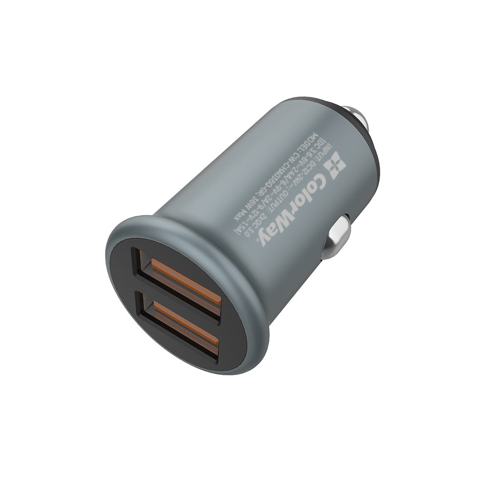 Chargeur Auto ColorWay, 36W, 3A, 2 x USB-A, Gris