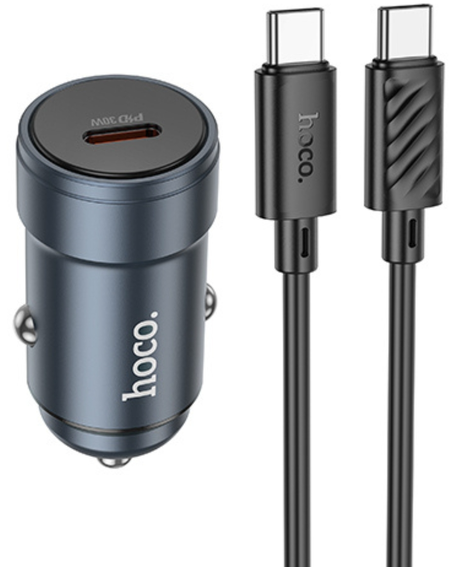 Car Charger With USB-C Cable HOCO Z57, 30W, 3A, 1 x USB-C, Gray