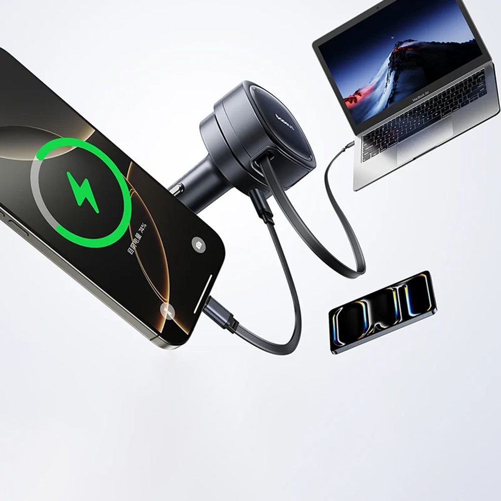 Chargeur de voiture avec câble USB-C Baseus PrimeTrip VR1, 60W, 3A, 1 x USB-A - 1 x USB-C, Noir C00069001121-00