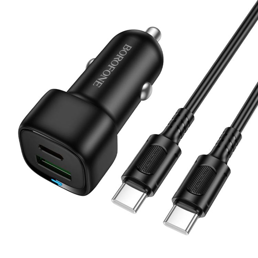 Chargeur de voiture avec câble USB-C Borofone BZ34B Cloud, 20W, 3A, 1 x USB-A - 1 x USB-C, Noir