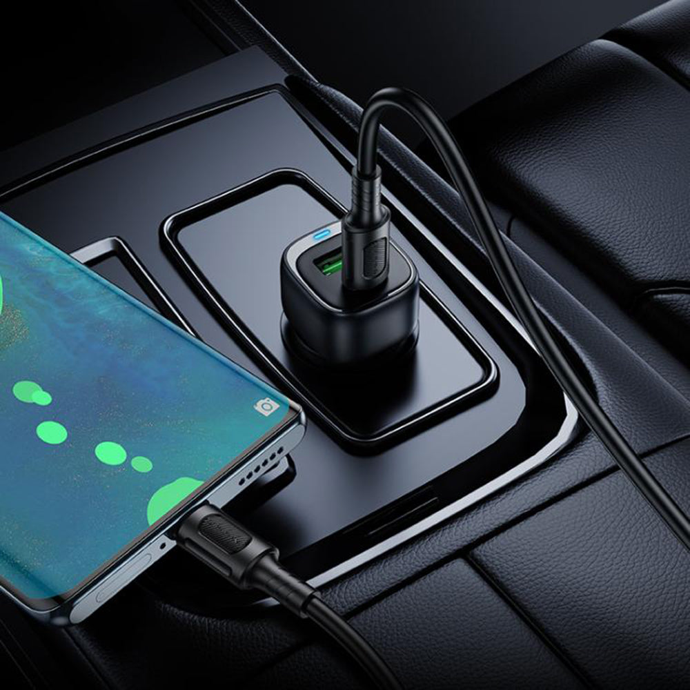 Chargeur de voiture avec câble USB-C Borofone BZ34B Cloud, 20W, 3A, 1 x USB-A - 1 x USB-C, Noir