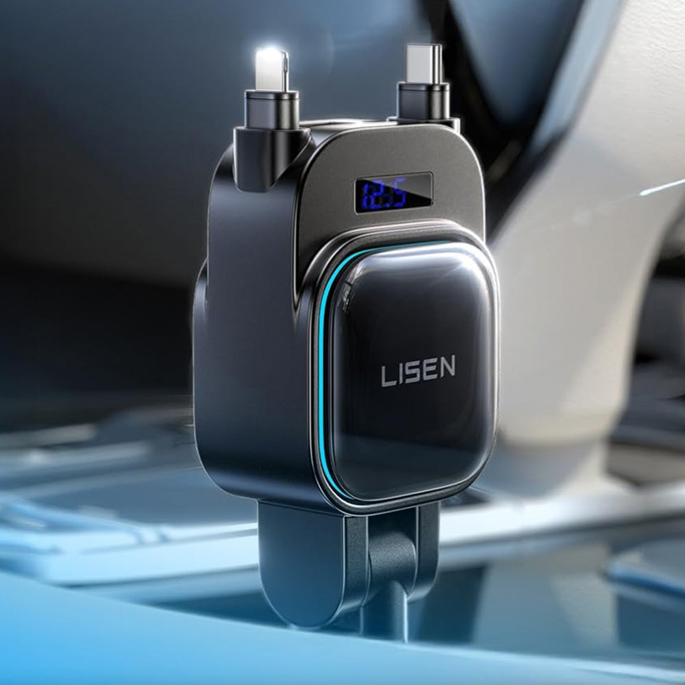 Chargeur de voiture avec câble USB-C / Lightning Lisen Display, 96W, 3A, 1 x USB-A - 1 x USB-C, Noir YL0224080017