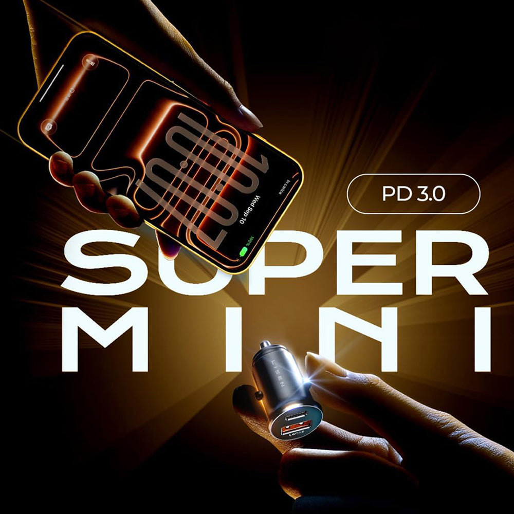 Chargeur de voiture avec câble USB-C Lisen, 51W, 3A, 1 x USB-A - 1 x USB-C, Noir Bleu Marine YL0223080047