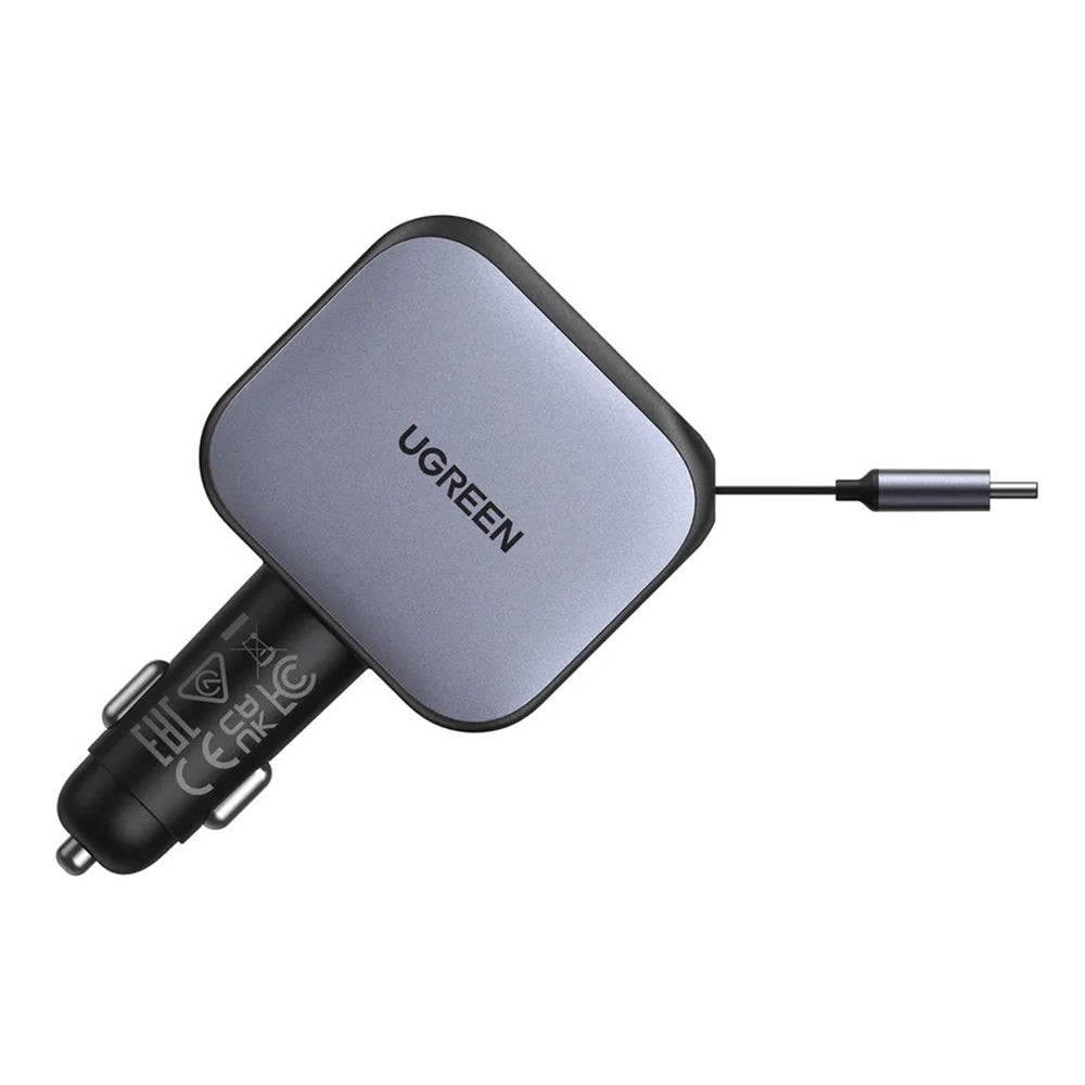 Chargeur de voiture avec câble USB-C UGREEN EC604 (55910B) Nexode, 145W, 1 x USB-A - 2 x USB-C, Noir