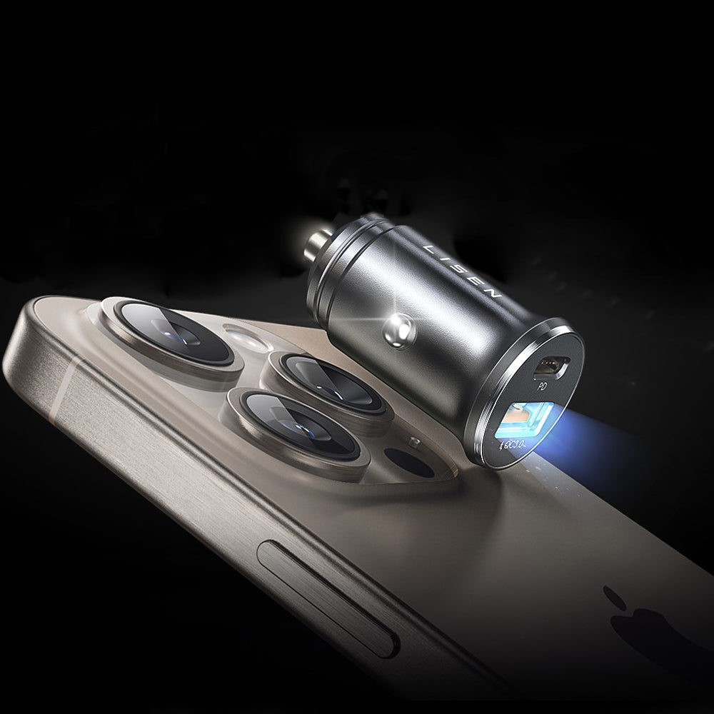 Chargeur Auto Lisen, 36W, 3A, 1 x USB-A - 1 x USB-C, Noir YL0223090002