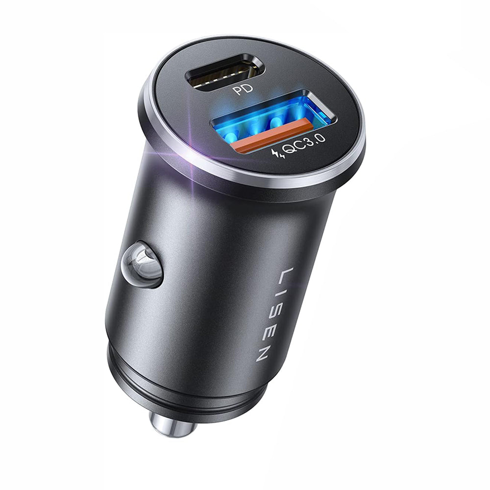 Chargeur Auto Lisen, 36W, 3A, 1 x USB-A - 1 x USB-C, Noir YL0223090002