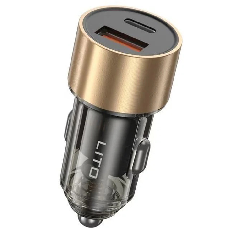 Chargeur Auto Lito IN-C04, 52W, 3A, 1 x USB-A - 1 x USB-C, Noir