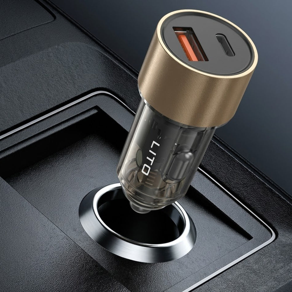 Chargeur Auto Lito IN-C04, 52W, 3A, 1 x USB-A - 1 x USB-C, Noir
