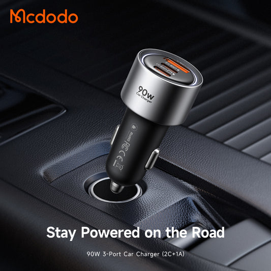 Chargeur Auto McDodo CC-3110 Gana, 90W, 3A, 1 x USB-A - 2 x USB-C, Noir