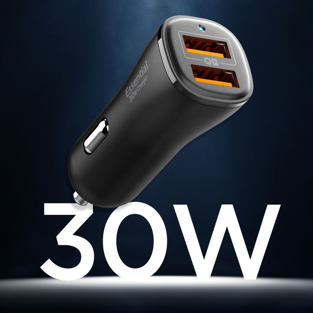 Chargeur de voiture Spigen EV302 Essential, 30W, 3A, 2 x USB-A, Noir ACP08700