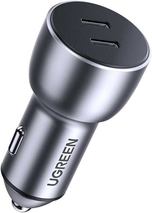 Chargeur de voiture UGREEN CD213, 36W, 3A, 2 x USB-C, Gris