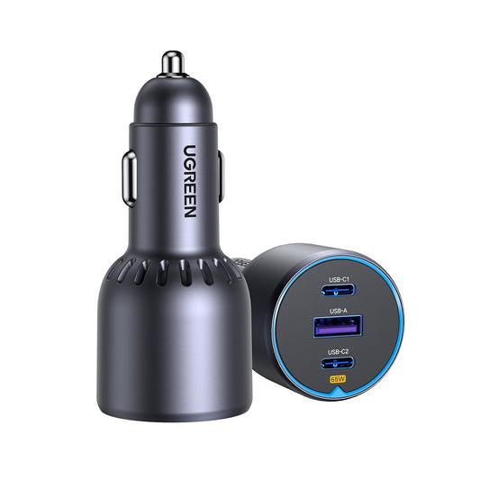 Chargeur de voiture UGREEN EC703, 75W, 3.25A, 1 x USB-A - 2 x USB-C, Noir