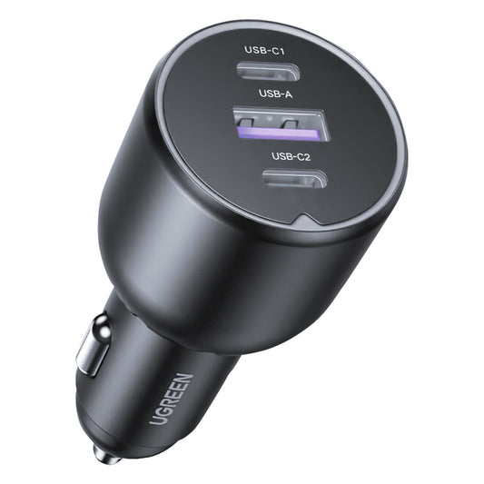 Chargeur de voiture UGREEN EC705, 130W, 5A, 1 x USB-A - 2 x USB-C, Gris
