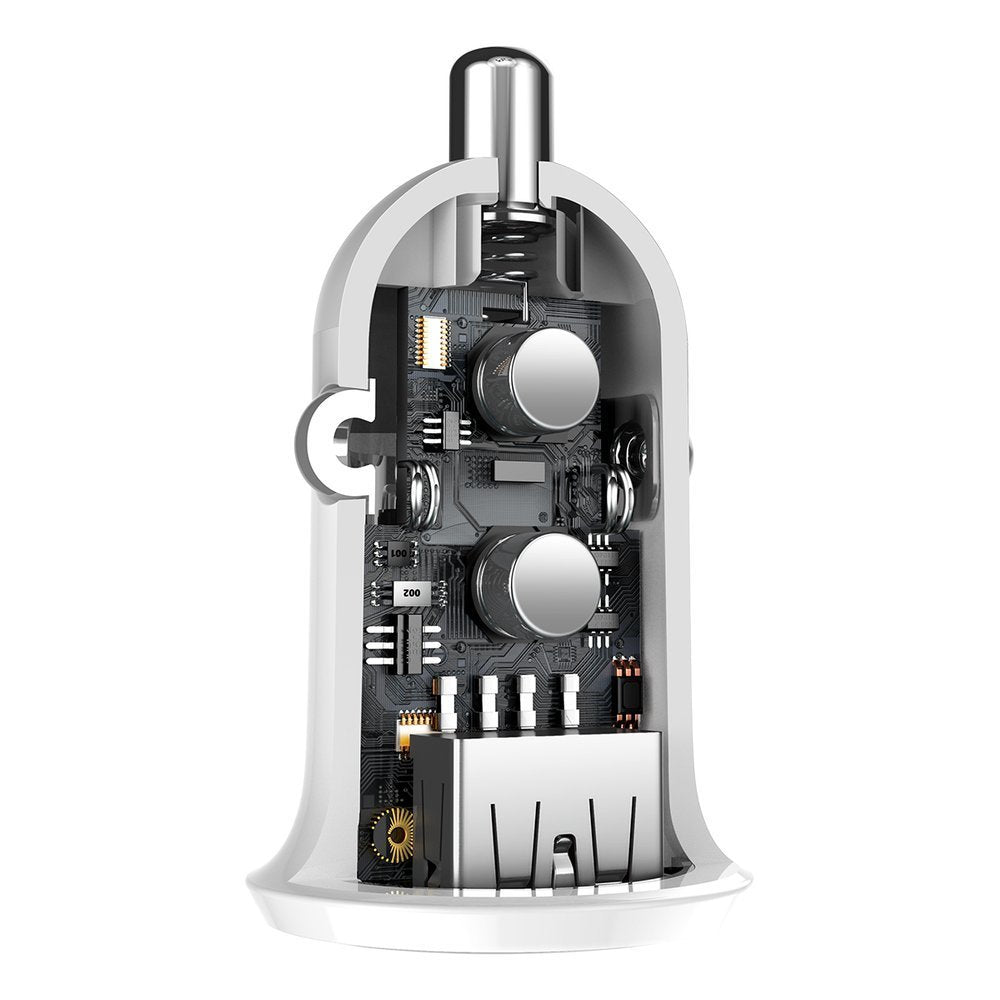 Chargeur de voiture Baseus Grain Pro, 24W, 2.4A, 2 x USB-A, blanc CCALLP-02