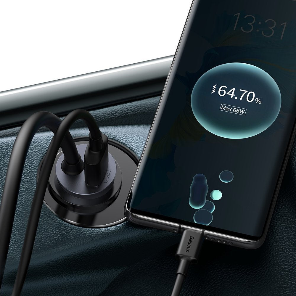 Chargeur Auto Baseus Share Together, 120W, 3A, 3 x USB-A - 1 x USB-C, Gris CCBT-B0G